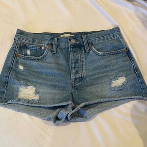 Madewell Distressed Blue Jean Shorts